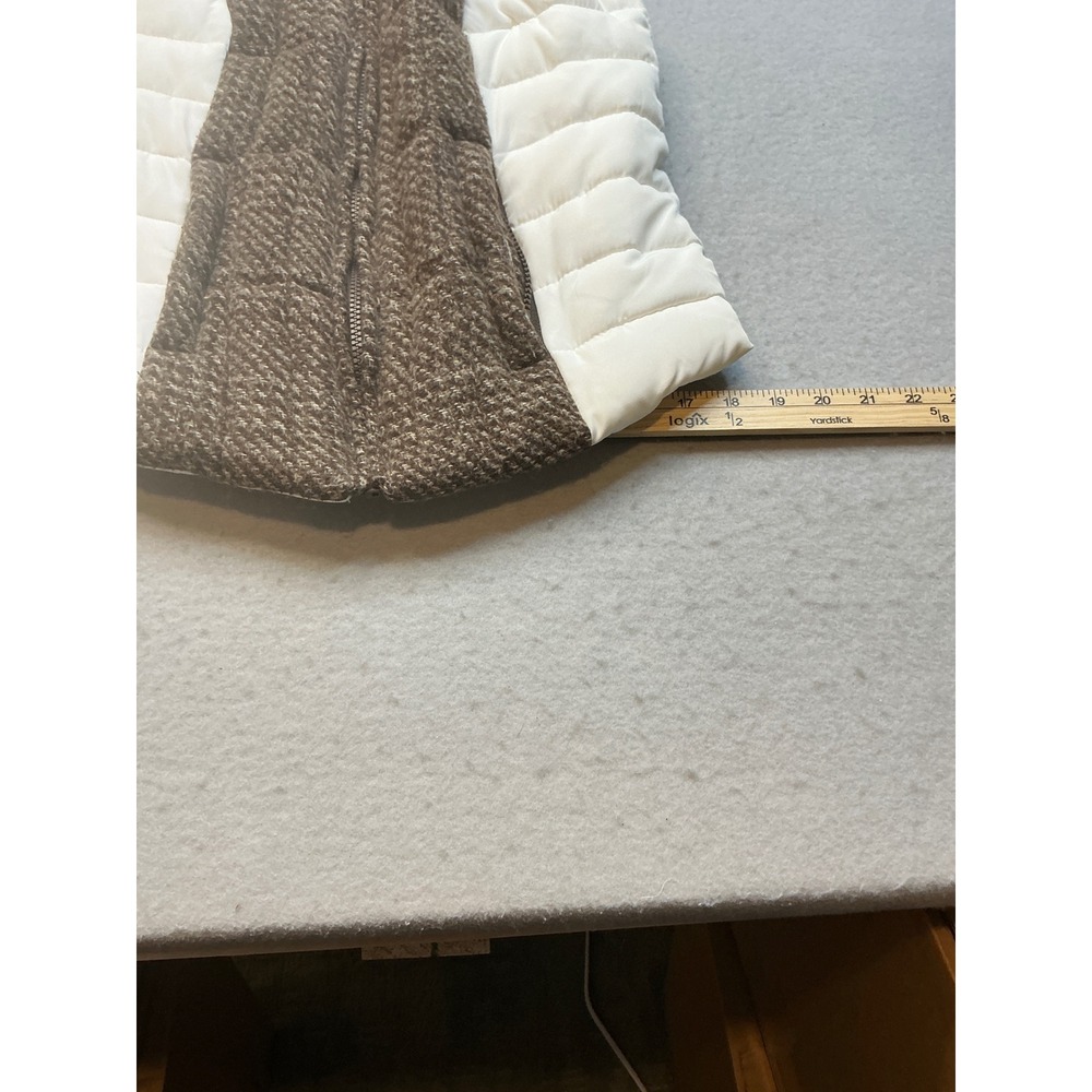 Puffer Vest Mixed Media Tweed Ruff Hewn Wool Blend Brown White Casual - Picture 13 of 16